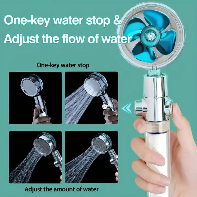 Studio Vela turbine shower head one-key water stop and flow control